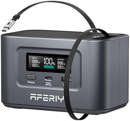AFERIY 31000mAh/99.2Wh Portable Power Station, 100W Camping Power Bank Solar Generator with LiFePO4 Battery USB/Type C Outlet, Built in Extension Cable for Outdoor Travel and Business Trips