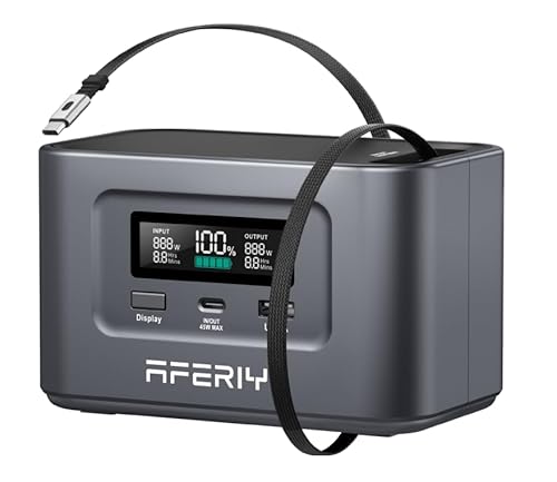 AFERIY 31000mAh/99.2Wh Portable Power Station, 100W Camping Power Bank Solar Generator with LiFePO4 Battery USB/Type C Outlet, Built in Extension Cable for Outdoor Travel and Business Trips