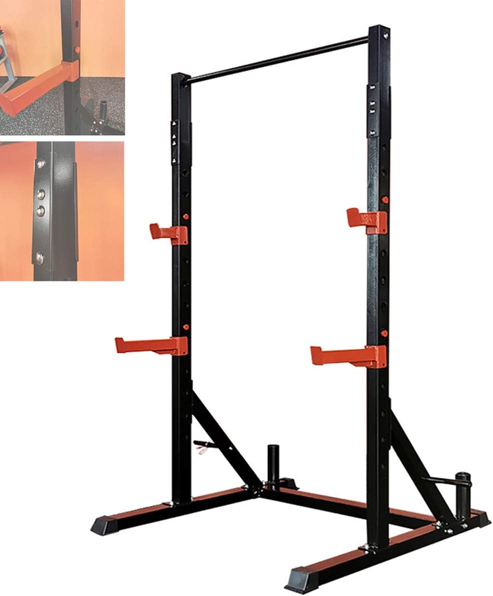 HIMAIT Adjustable Q235 Steel Squat Rack, Household Multifunction Bench Press Equipment, Sturdy Indoor Barbell Stand, Pull-Ups, Weightlifting Rack