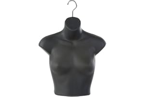 NAHANCO LHR35B; Heavy Duty Plastic Ladies' Upper Torso Display Form, Black