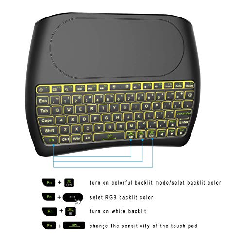 (Okela D8 Upgraded Version) Mini Wireless Keyboard with Touchpad Mouse, 2.4Ghz Backlit Handheld Rechargeable TV Keyboard Remote for PC/Google Android TV Box,Raspberry Pi and More