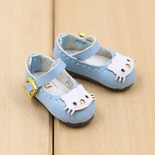 Fortune days toys for 1/6 Doll Shoes, Kitty cat and Butterfly Style Handmade Shoes Four Different Color, Suitable Blythe ICY licca Azone Body and More! (Blue cat)
