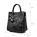 Designer Genuine Leather Handbag Women Tote Bag Floral Embossed Shoulder Bag by Realer(Black)