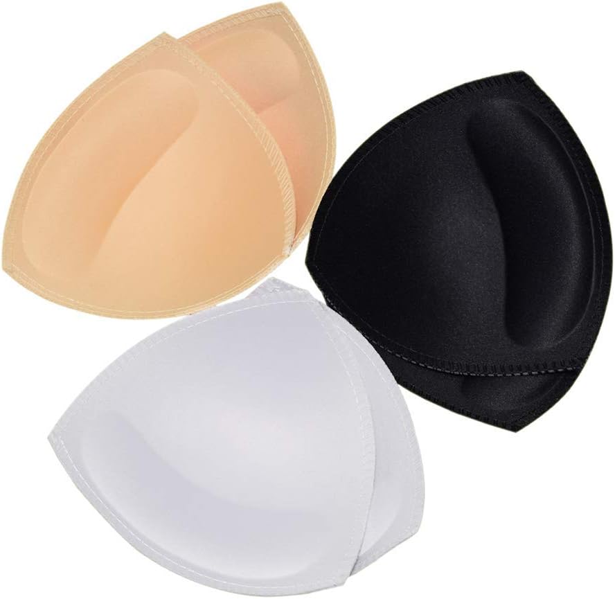 TopBine Bra Pads Inserts,3 Pairs Chest Pad for Sports Bra, Bikini Pads and Swimwear Bra Removable Bra Pads (Best for B/C Cup)