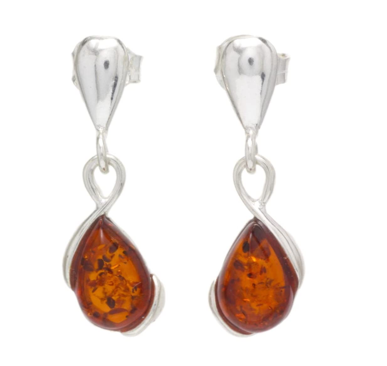 BALTIC AMBER STERLING SILVER 925 Earrings Droop Dangle NATURAL Gemstone Amber Cognac Jewellery For Woman Earrings Sterling Silver