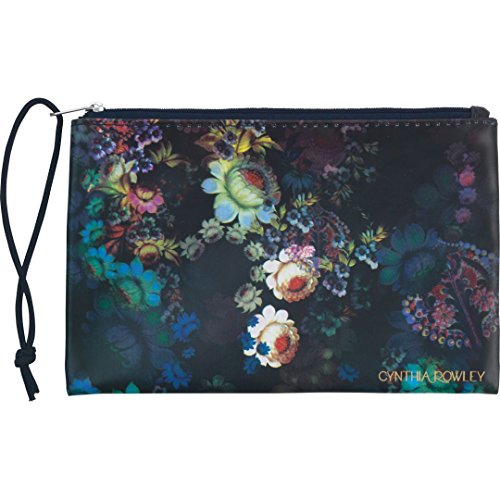 Cynthia rowley deluxe storage pouch ~ black floral (5.8" x 8…