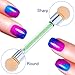 Bememo 4 Pieces Nail Art Brush Set, 3 Pieces Nail Liner Brush UV Gel Painting Pen and 1 Piece Dual Tipped Ombre Sponge Brush Nail Gradient Shading Pen Nail Tip Builder with 4 Replacement Heads