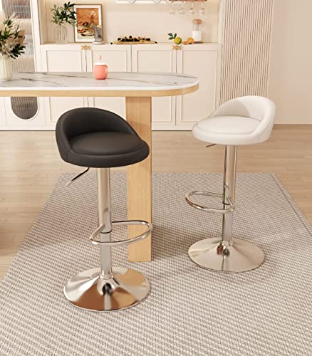 EKE Bancos Giratorios Set 2 Pzas Respaldo Cocina Modernos Barra Desayunador Comodos Acolchados (Gris)