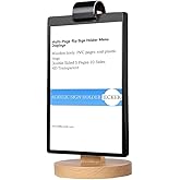 ECKEK Acrylic Sign Holder Multi-Page flip Sign Holder Menu Displays Double Sided 5 Pages-10 Sides, Wood Base Table Top Sign Stand (100*200mm/3.94×7.87 inches)