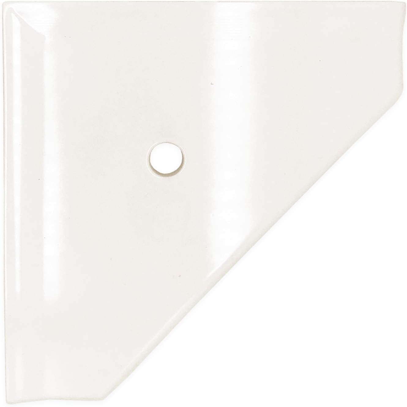 Questech 10" Corner Shower Shelf, Retrofit Shower Organizer for Tiled Walls, Corner Caddy Soap Dish Bathroom Storage, Geo Flatback, White Polished