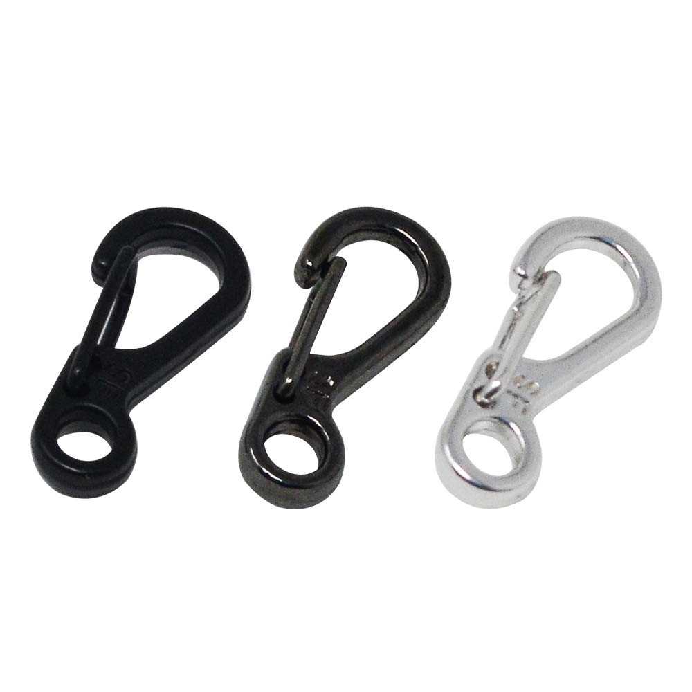 30 Pcs Mini SF Carabiner Clip Backpack Clasps Camping Hiking Spring Clip Hook Backpack Snap Clip Hook Light Metal Carabiner Clip Hook,(Black,Sliver,Gun Black) +5 Pcs Keyrings by mifengdaer