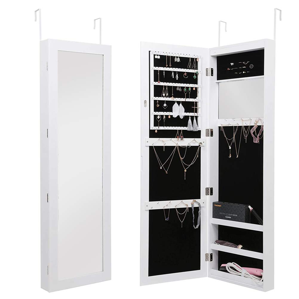 Porta Trucchi Organizer BAKAJI Specchiera Portagioie Modello Ginevra Armadietto Portagioielli Specchiera Apribile Con Cassetti - 7