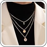 Andelaisi Boho Daisy Flower Necklace Choker Layered Disc Coin Choker Necklace Vintage Daisy Flower Pendant Necklace Tiny Crystal Dot Necklace Chain Jewelry for Women