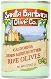 Santa Barbara Olive Co. California Green Medium Pitted Ripe Olives, 6 Ounce Tins (Pack of 12)