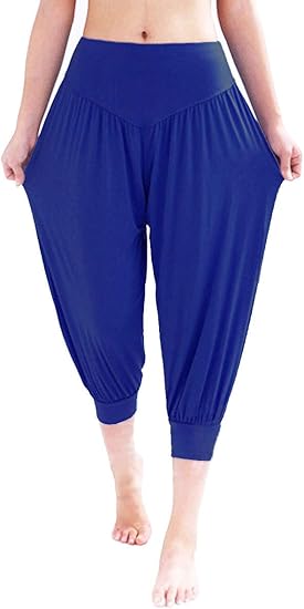 Amazon リグマーレ Ligmare レディース ヨガ フィットネスパンツ サルエル クロップドパンツ M ペール ブルー フィットネス トレーニング ショート ハーフパンツ 通販