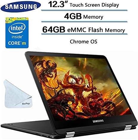 2018 Flagship Samsung Pro Convertible 2 in 1 Chromebook, 12.3" (2400 x 1600) Touchscreen, Intel Core m3 (up to 2.2GHz), 4GB Memory, 64GB eMMC Flash Memory, Chrome OS W/Microfiber Cleaning Cloth