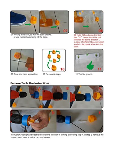 ASIBT 100pcs Spacer Flooring Level Tile Leveling Spacer Set System Construction (+ Straps with Caps)