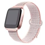 bayite Soft Nylon Bands Compatible Fitbit Versa Women Men, Breathable Sport Loop Band Replacement Accessories Wristband