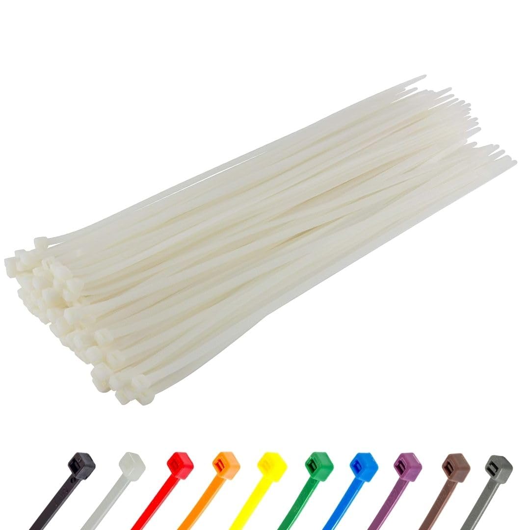GTSE 18 Inch White/Clear Heavy Duty Zip Ties, 100 Pack, 120lb Strength, UV Resistant Long Nylon Cable Ties, Self-Locking 18" Tie Wraps Image