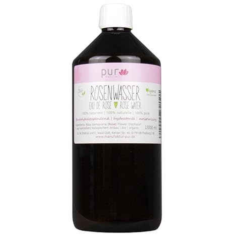 1000 ml Echtes Rosenwasser Bio Organic Rose Water 100% naturreines Rosen-Hydrolat