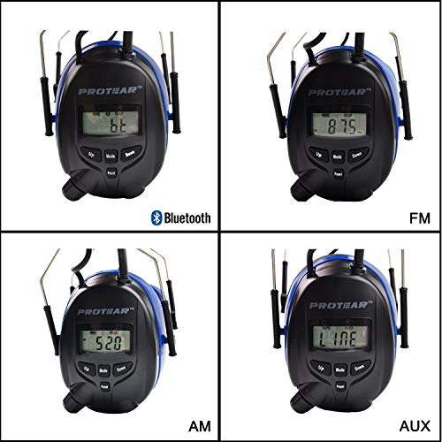 PROTEAR AM FM Bluetooth Radio Headphones Wireless Cancelling Headphones Built-in Mic Electronic Noise Reduction Safety Ear Muffs Protection for Lawn Mower Work