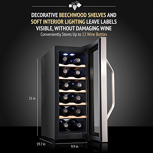 Ivation Premium Stainless Steel 12 Bottle Thermoelectric Wine Cooler