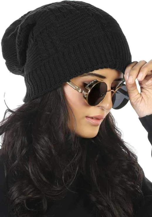 Buy DIGITAL SHOPEE Women's Woollen Solid Woven Winter Knitted Skull Cap