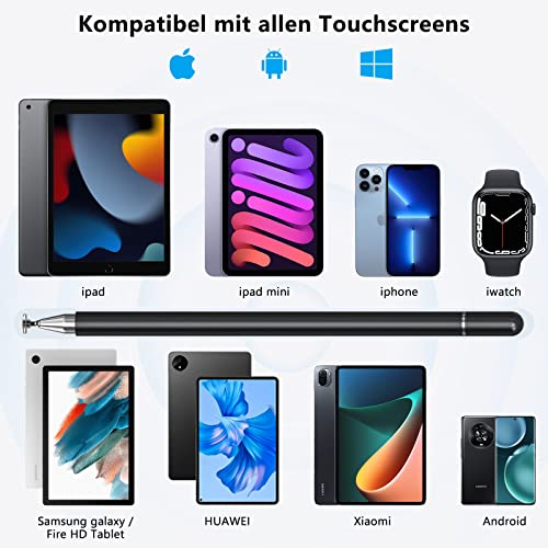 Tablet Pen for All Tablets, 2 in 1 Stylus Pen, SENKUTA Touchscreen Pen for All Tablets/Mobile Phones, Apple iPad, iPhone, Samsung, Surface, Lenovo, Chromebook, Huawei Android iOS. Black