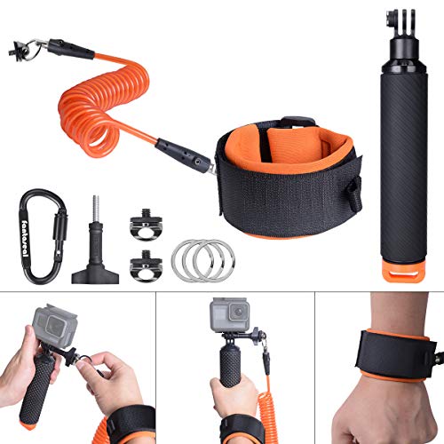 Waterproof Action Camera Floating Hand Grip + Steel-cored Anti-Loose Dive Wrist Strap Safety Tether for GoPro Sony Olympus Underwater Sports Motion Camcorder Diving Surfing Snorkeling Drifting Photo