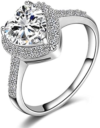 Shiny Jewelry Heart Shaped Faux Diamond Band Ring for Girls Women