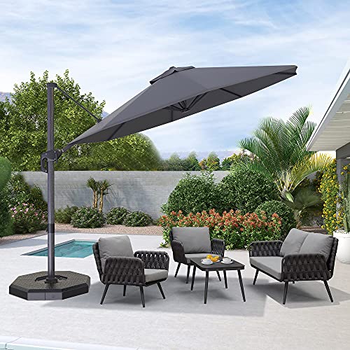 PURPLE LEAF Cantilever Umbrella Outdoor 11 ft Round Pool Deck Umbrella