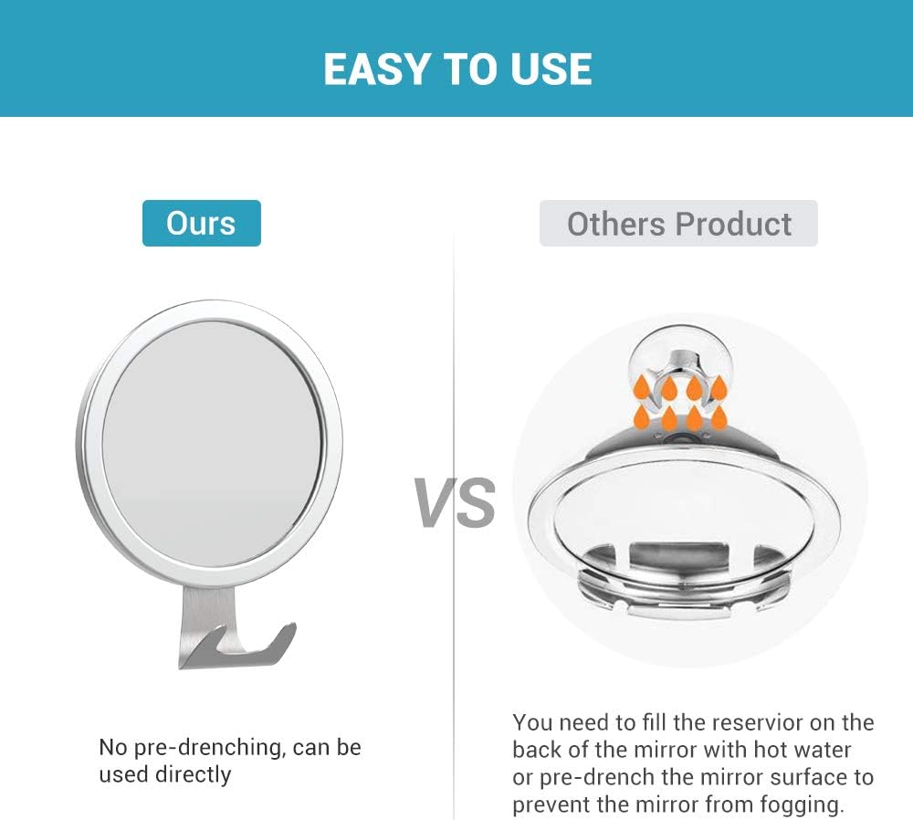 Fog Free Shower Mirror, LUXEAR Anti Fog Adhesive Round Shaving Mirror with Fogless Spray Razor Holder Easy Mirrors Viewing Ideal for Bathroom Home Wall Traveling, Shatterproof -