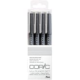 Copic Markers Multiliner Gray Pigment Based Ink, 4-Piece Set