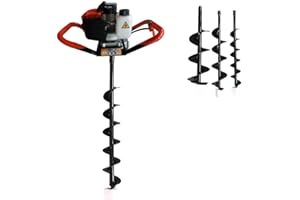 GDRASUYA 52cc 2.3hp 2-Stroke Air-Cooled Gas Powered Engine Post Hole Digger Earth Auger with 3pcs 4"+6"+8" Drill Bits Earth Auger Engine USA Stock