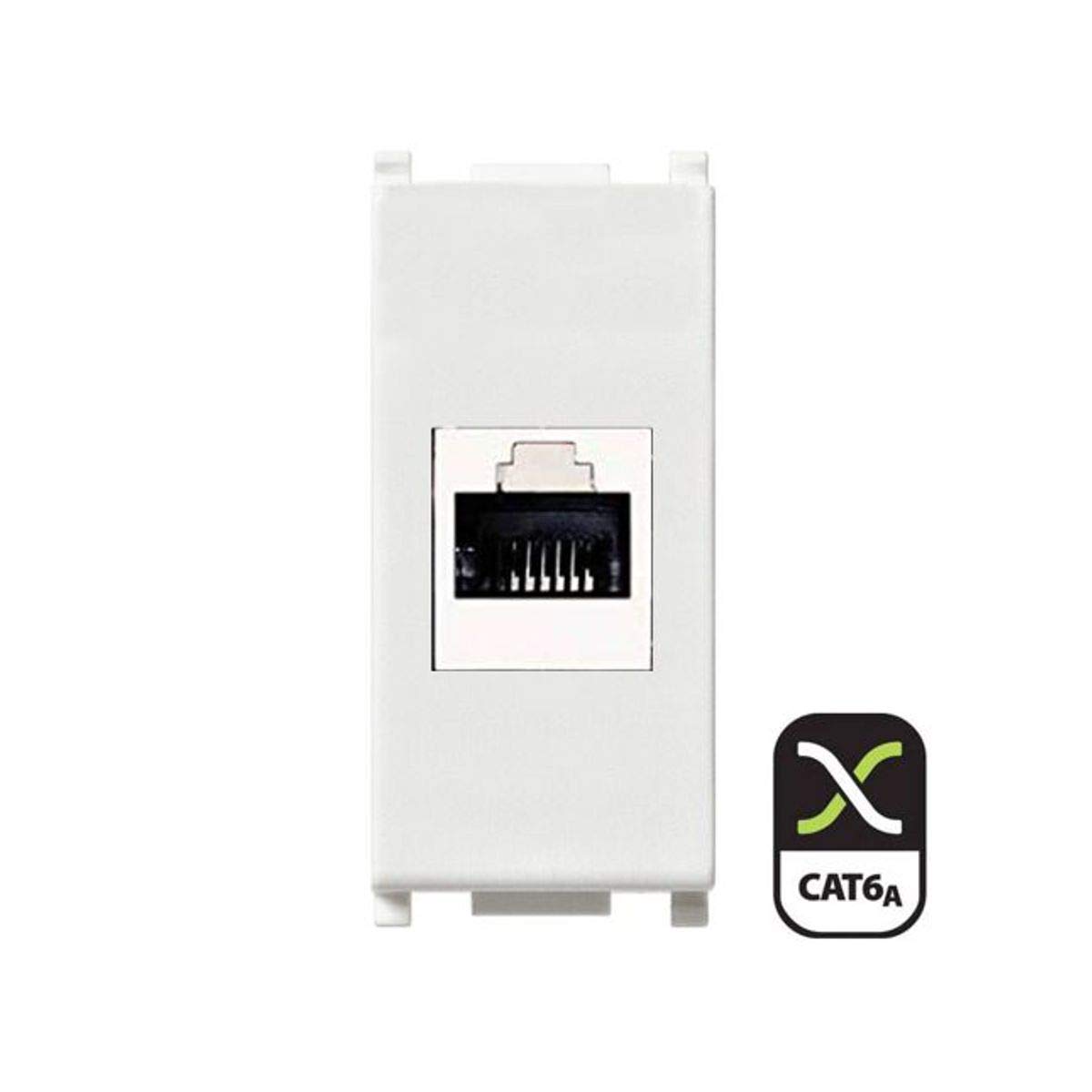 Netzwerkdose RJ45 Cat.6 – Kompatibel Mit Vimar Plana, Weiß, 1 Stück, Für Daten Und Telefon