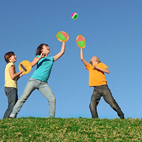 ONFUTAT Toss and Catch Balls, 3 Stick Disc Paddles Toss and Catch Ball Set, 6 Paddles and 6 Balls, Suitable for Sports, Beach, Gifts, Event and Game Prizes, Party Favor and Supplies - Thumbnail 5