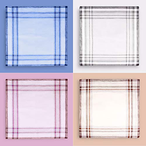 Handkerchiefs for Men, Ohuhu 100 Pure Cotton Pocket Square, Men's Handkerchiefs 12 Piece Gift