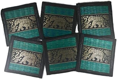 Chic Nature Reed Elephant Collection 6-piece Handmade Coaster Set, Assorted Color (Blue #2)