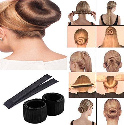 Fully Ponytail Holder Tool Hair Bun Maker For Women And Girls Juda Maker For Regular Use Office And Party Use Hair Styling Tools Set Of 2 Pcs Black 10 Gram Pack Of 1