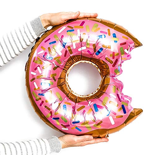 2 Pack Donut Balloons Variety by Bobee, Frosted Pink Sprinkles and Take a Bite Out Donut Balloon, Over 2 feet Wide Each