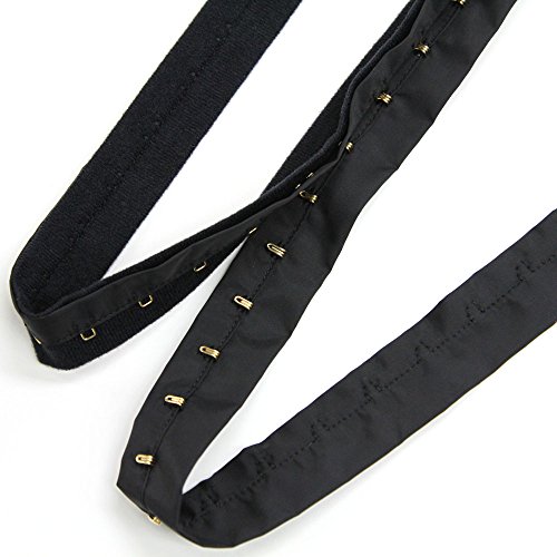 Elegant, Subtle Hook & Eye Tape, Black with Gold Hooks, Made in Italy