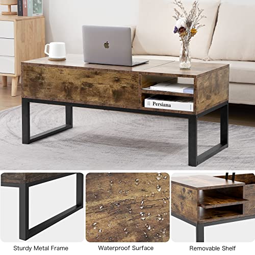 iHomy Lift Top Coffee Table with Storage Wood Square Modern Coffee