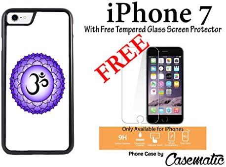 iPhone Case Minimalist 7th chakra illustration Plastic Black Phone Case For Apple iPhone 7 With Free .33 mm Premium Tempered Glass Screen Protector by Casematic