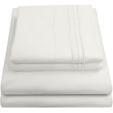 1800 Thread Count Sheet Set &ndash; Soft Egyptian Quality Brushed Microfiber Sheets &ndash; Luxury Bedding Set with Flat Sheet, Fitted Sheet, Pillow Cases, King, Ivory, Sheet Set