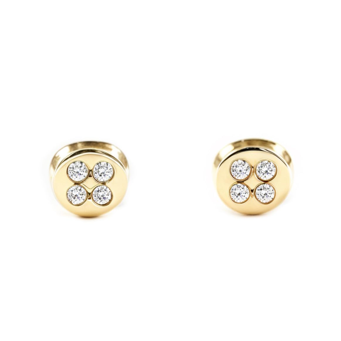 Mondepetit - 9ct Yellow Gold Round Cubic Zirconia Children's Baby Earrings shine