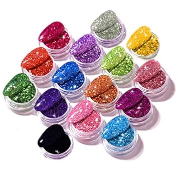 Western World Holographic Glitter Nail Art Make Up 15 Colors Glitter Shimmer Dust Powder Decoration