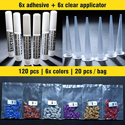 zetpo 120 pcs Glitter Soft Cat Claw Caps for Cats Nail Claws 6X