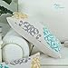 CaliTime Canvas Pillow Cover Case for Couch Sofa Home Decoration Three-Tone Floral Compass Geometric 12 X 20 Inches Turquoise/Yellow/Gray