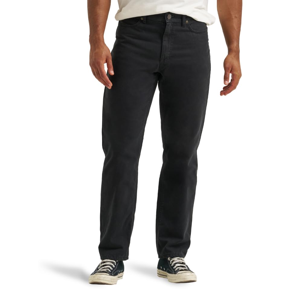 Lee Men's Legendary Relaxed Straight Jean, Black - Plaid Flannel Lined, 36W x 30L Image