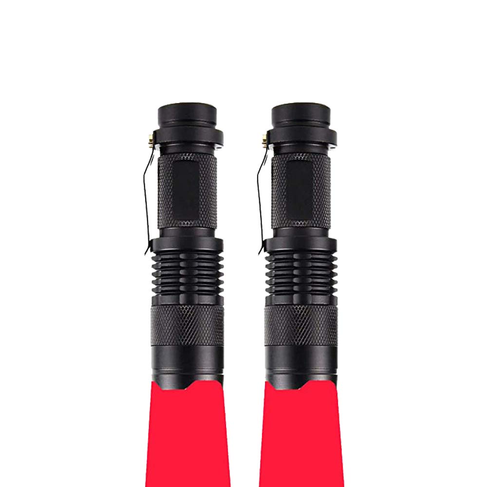 2 Pack Red Light Torch, WESLITE Mini Red Flashlight Zoomable Signal Torches Waterproof with Clip 3 Modes Red LED Torches for Stargazing Night Vision Astronomy Camping